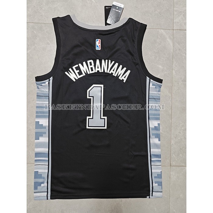 Maillot San Antonio Spurs Victor Wembanyama NO 1 Statement 2022-23 Noir